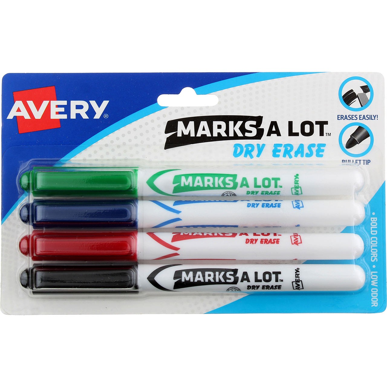 3 Pack Marks-A-Lot Dry Erase Marker, Assorted Colors 24459, Pen-Style, Bullet…