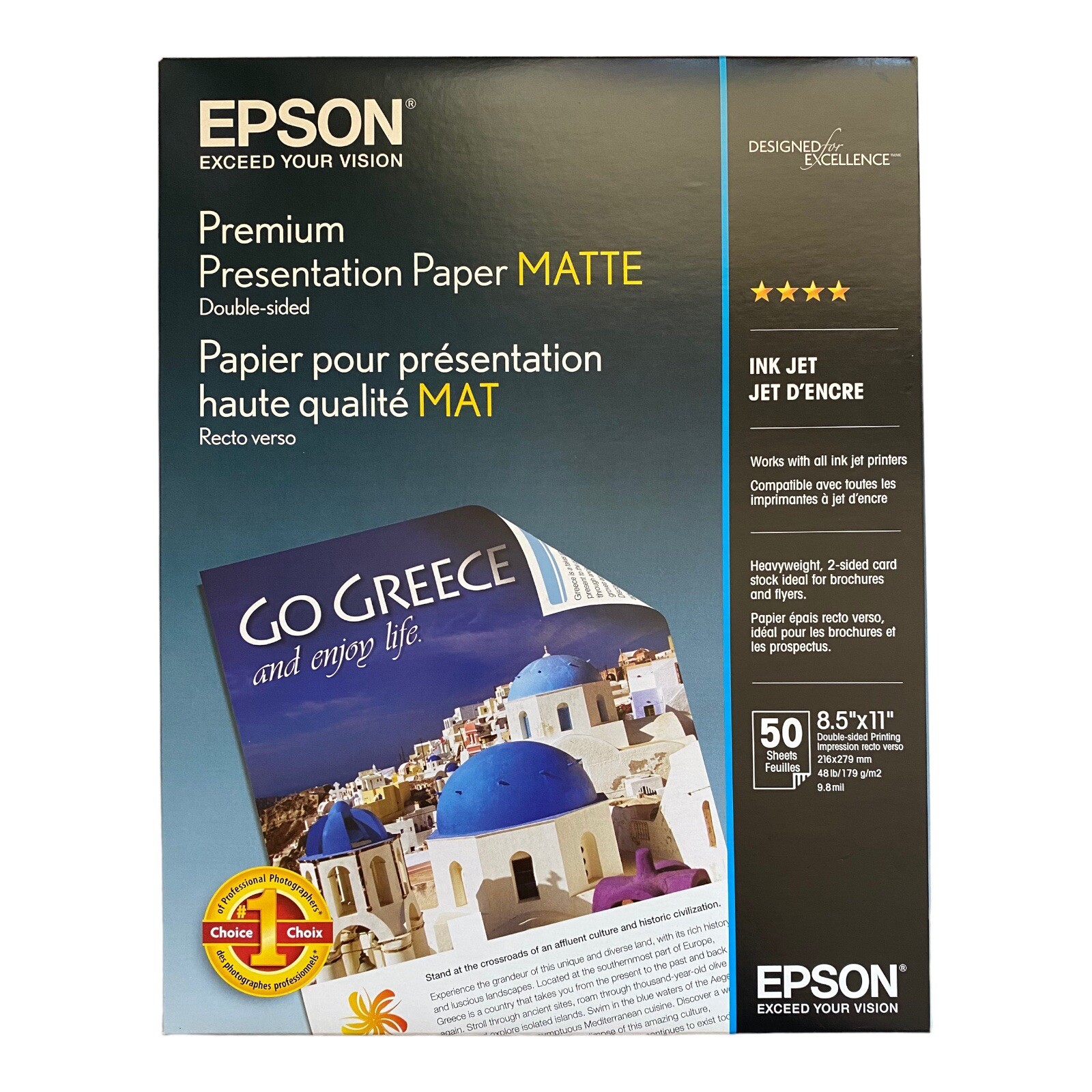 (5) Epson Premium Presentation Paper Matte Double Sided 50 Sheets Bright White