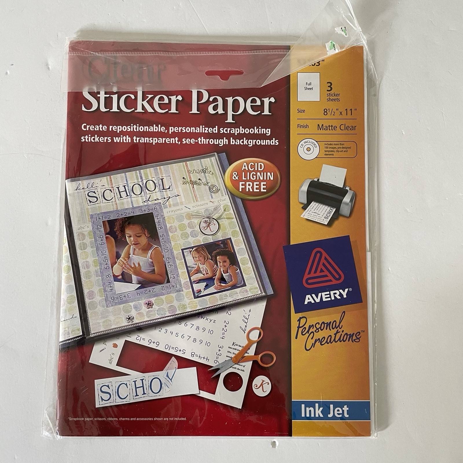 Repositionable Sticker Project Paper 8-1/2″ x 11″ Inkjet Printer 3 Clear NEW