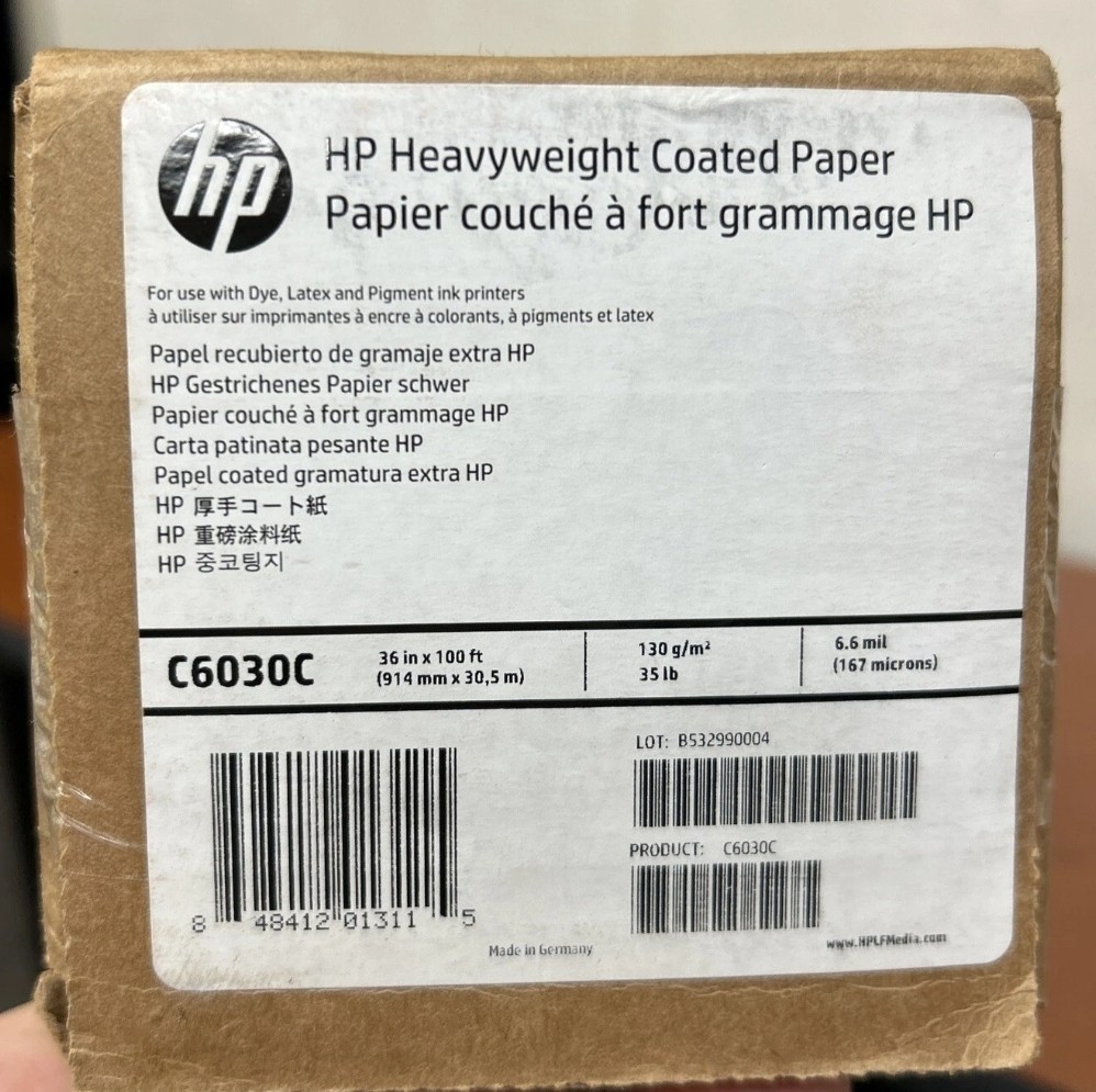 HP Designjet Inkjet Large Format Paper ~ 6.6 mil 36″ x 100 ft C6030C Heavyweight
