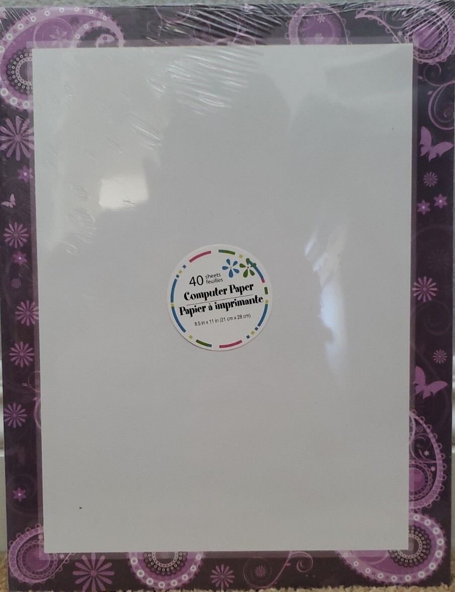 Paisley Purple Border 40 Sheets Of White Computer Paper 8.5 X 11 In. (21x28cm)