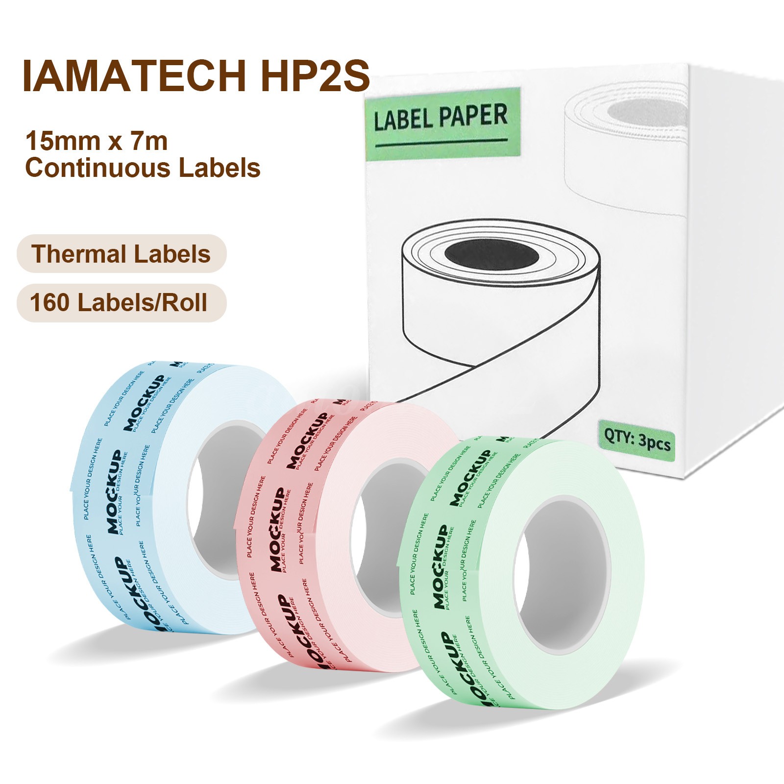 Pastel Color Thermal Sticker Paper Continuous Label Rolls for HP 2 Label Maker