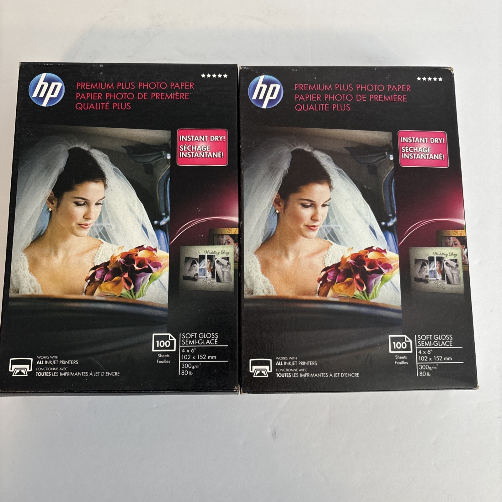 2 HP Premium Plus Soft Gloss Photo Paper Glossy photo paper 4×6 100pc Sealed