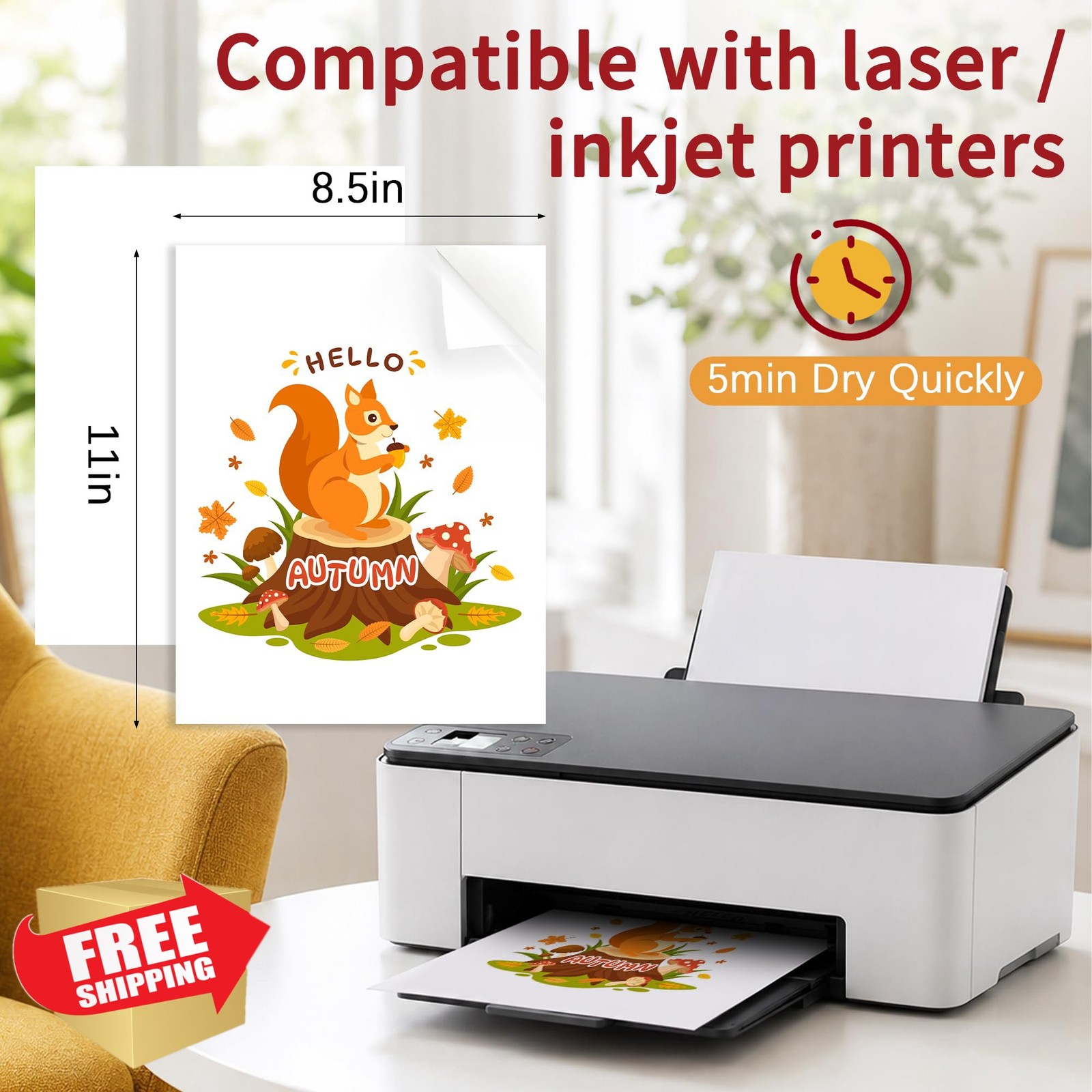 QYH Printable Vinyl Sticker Paper 50 Sheets