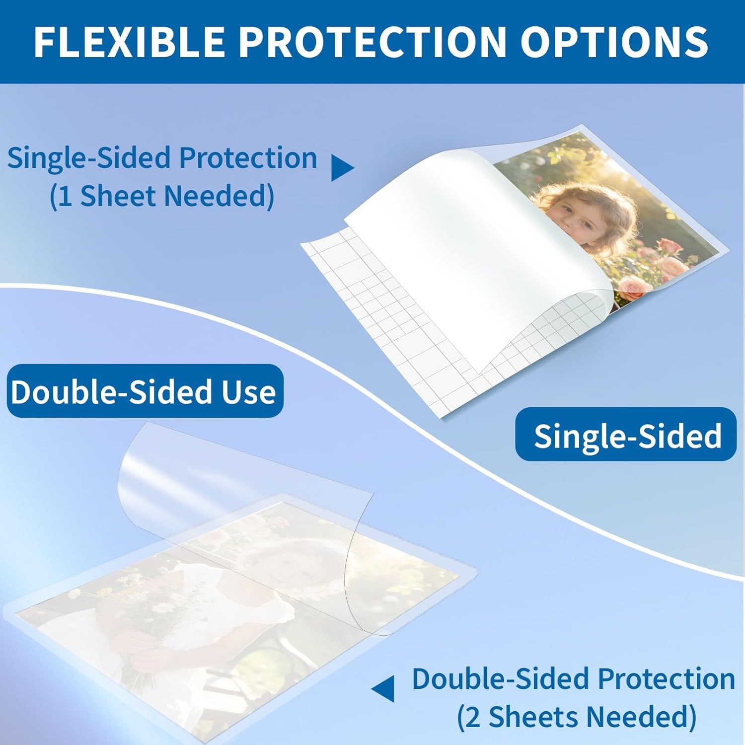20 Pack Self-Adhesive Laminating Sheets, 9.25 x 12 Inches for Letter Size,