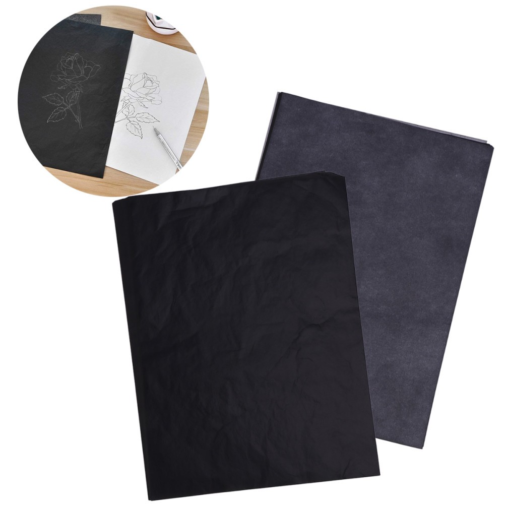 100Pcs Tracing Paper Carbon Coated Black for Detailed Design Transfer Projects