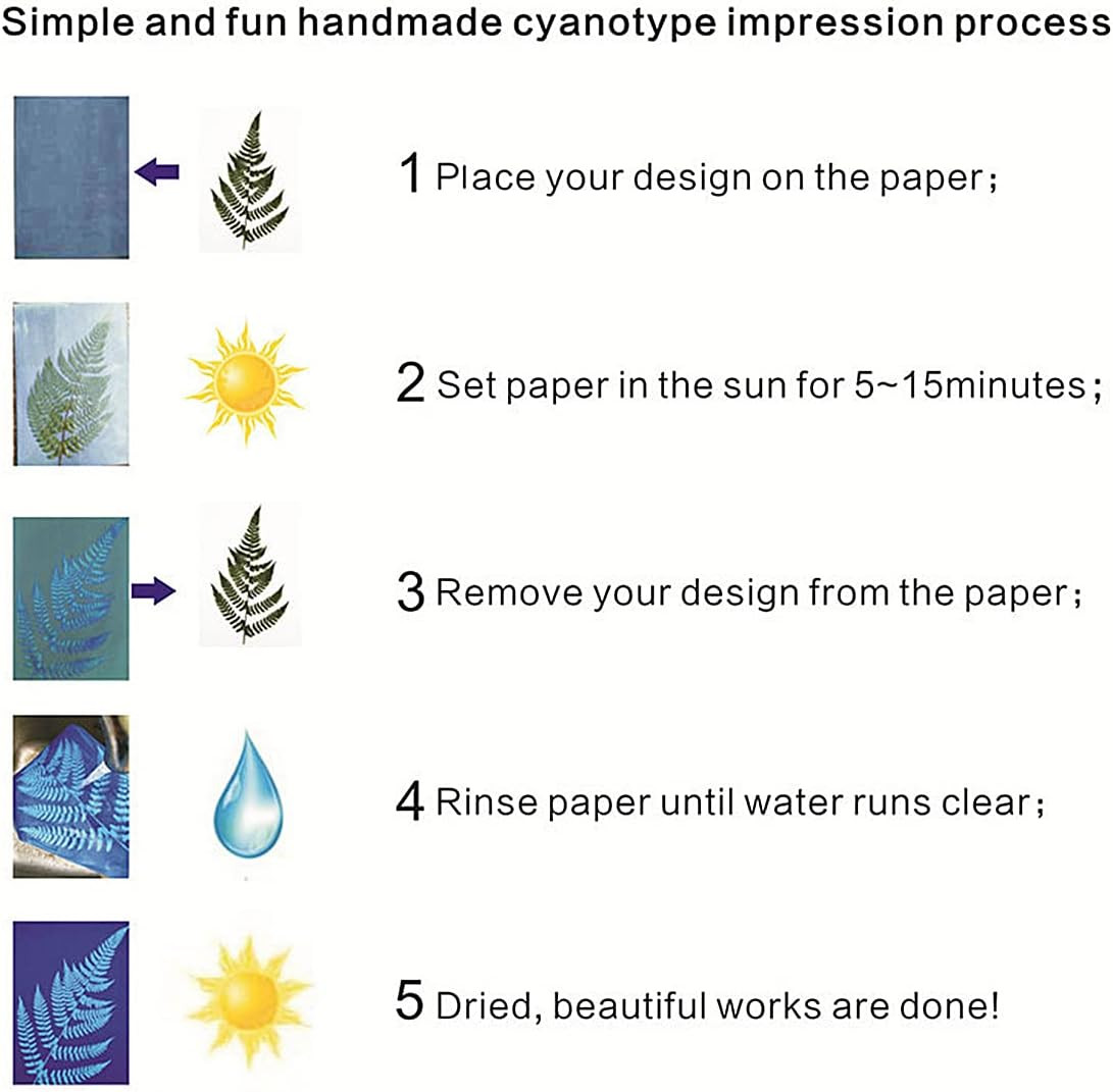 30 Pcs Cyanotype Paper Sun Print Paper Kit High Sensitivity Nature Drawing Print