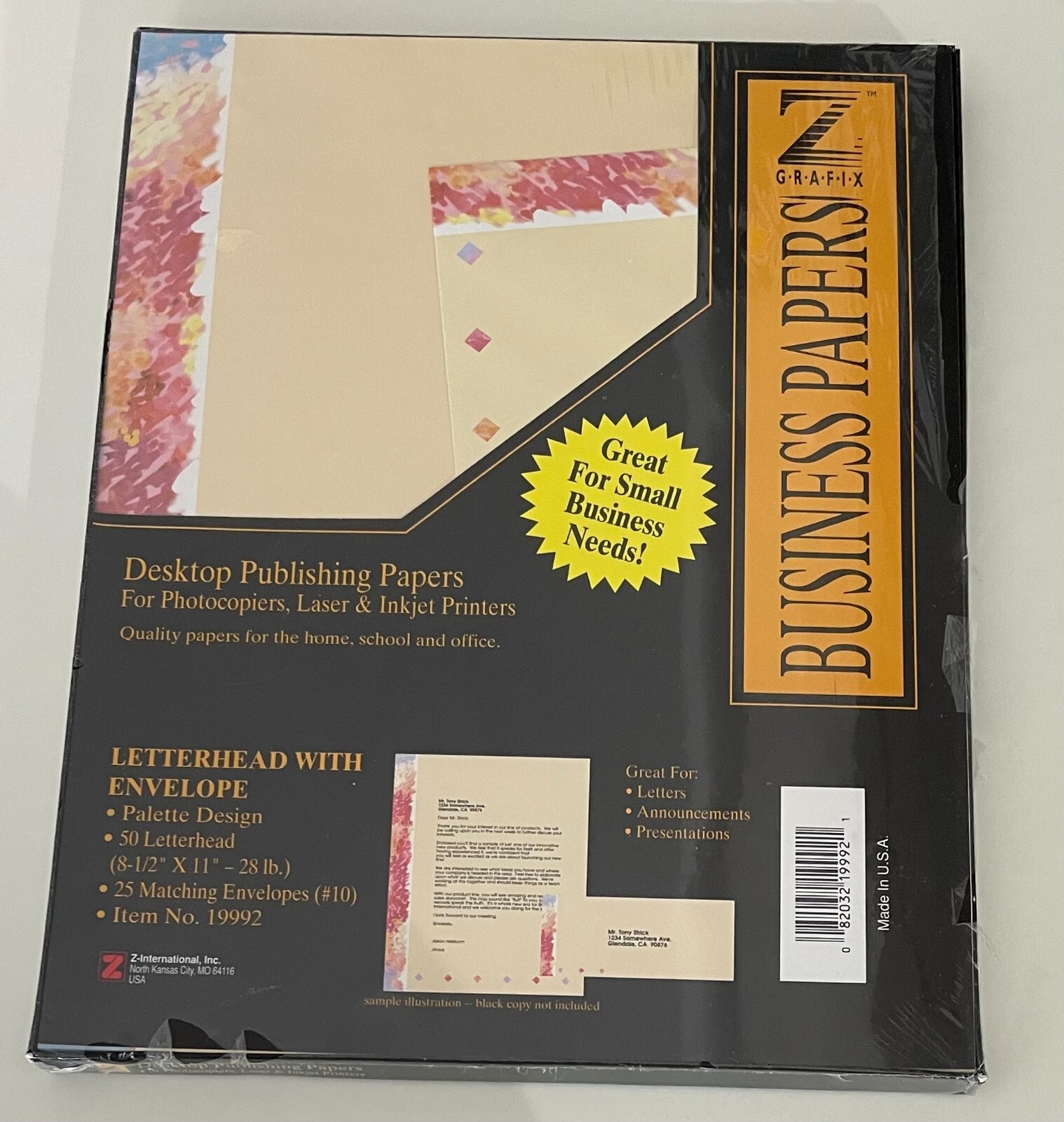 Z Grafix Desktop Publishing Business Papers Envelope Palette Design 8 1/2” x 11”