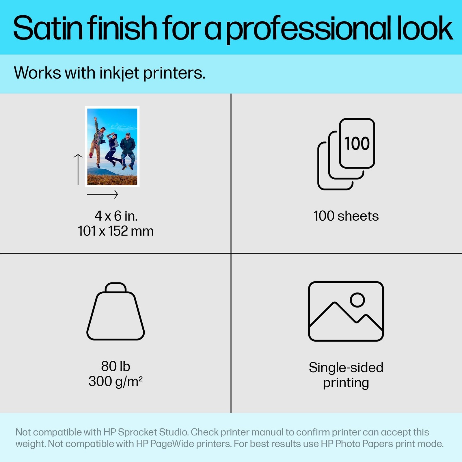 HP Premium Plus Photo Paper For Inkjet 4″ x 6″ 80 lb Soft Gloss White CR666A