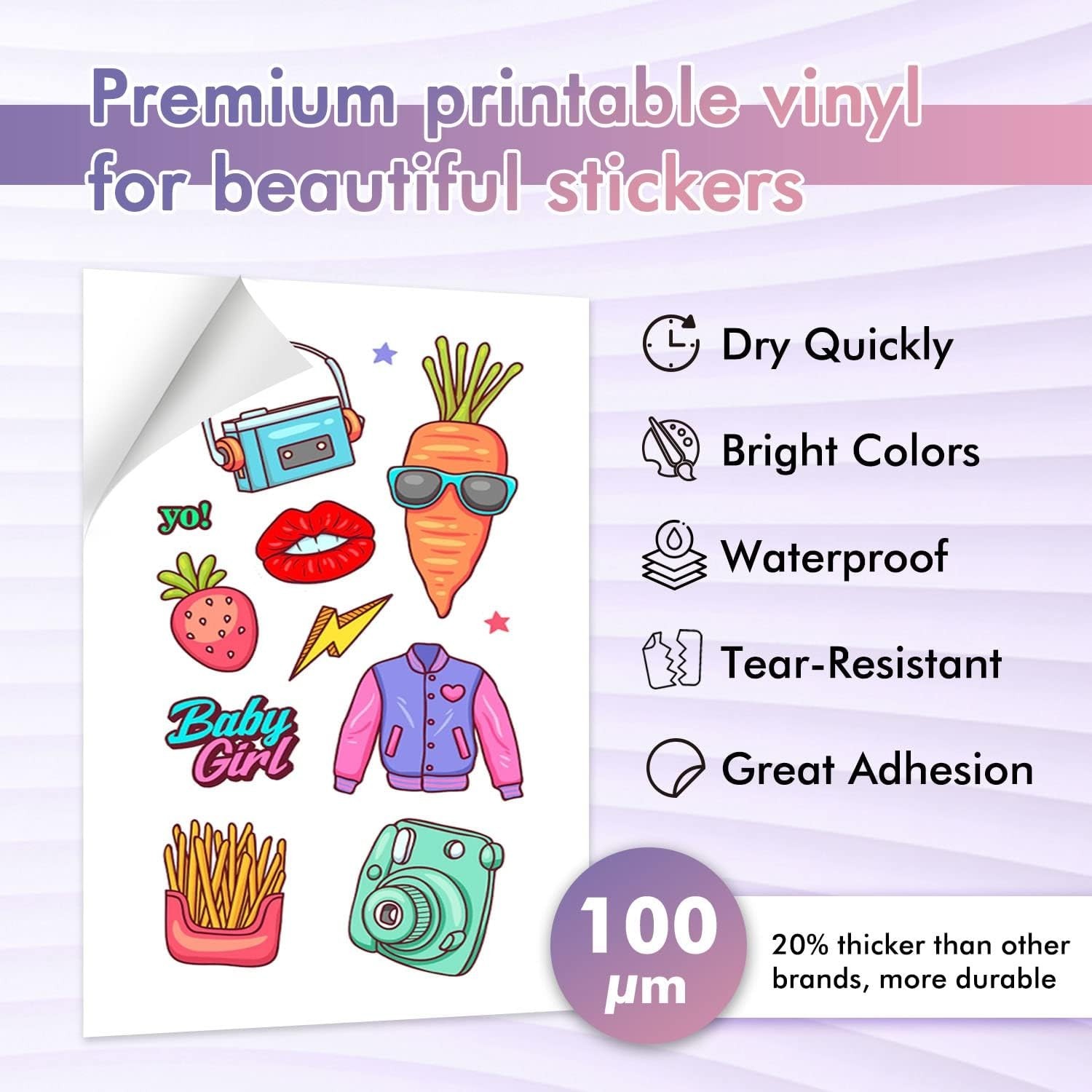 Koala Printable Vinyl Sticker Paper for Inkjet Printers – 20 Sheets Glossy Wh…