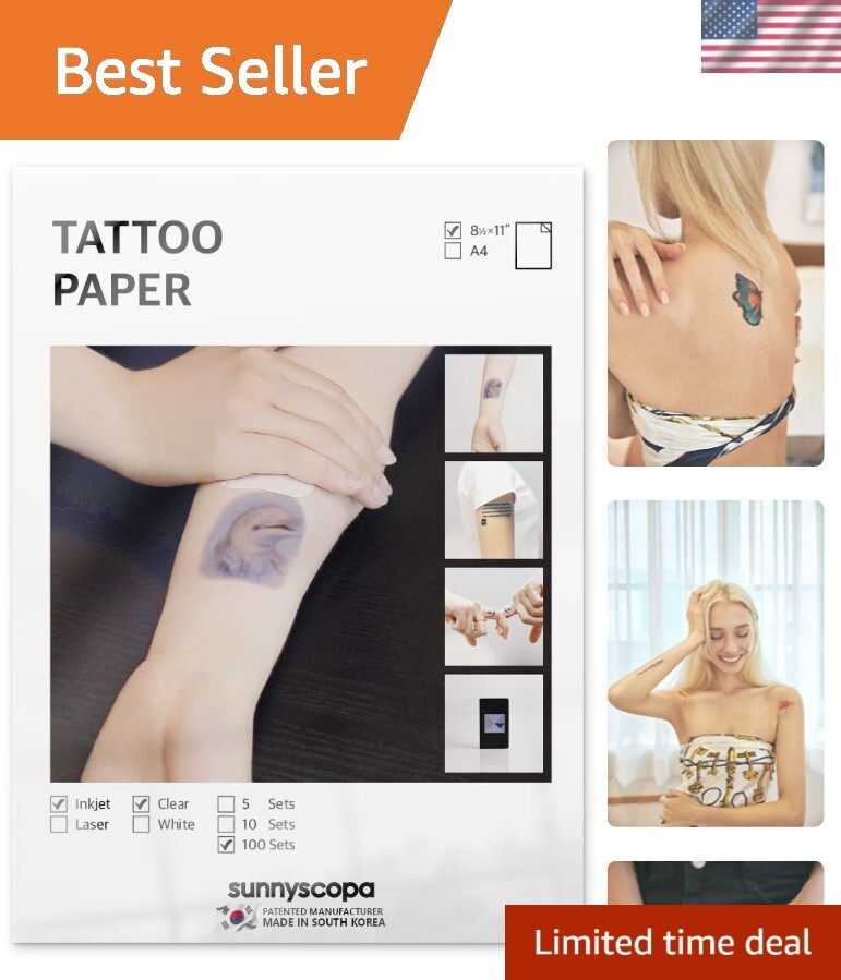 Printable Temporary Tattoo Paper for INKJET printer – LETTER SIZE 8.5″X11″, …