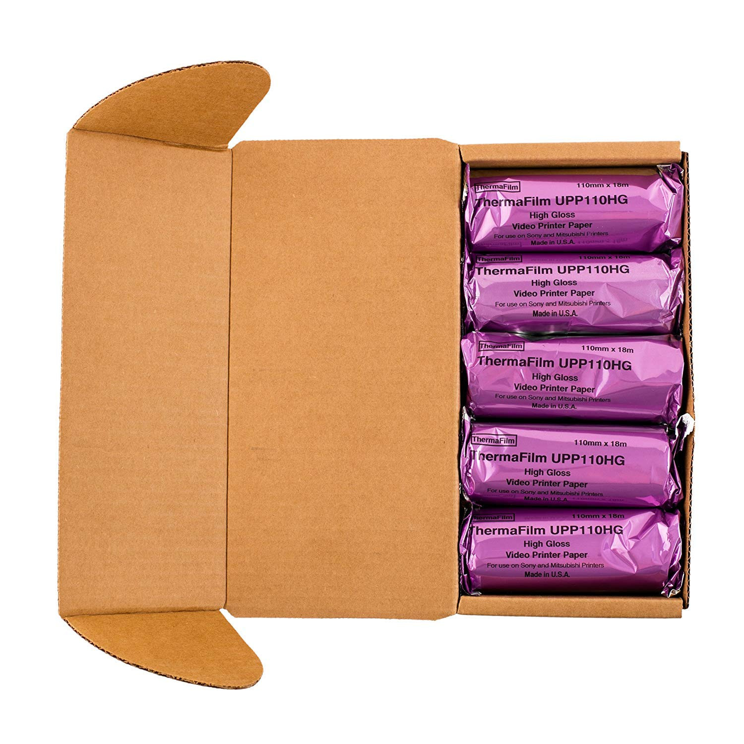 Compatible UPP110-HG Generic High Gloss Ultrasound Film/Media 5 Rolls, 110Mm X 1