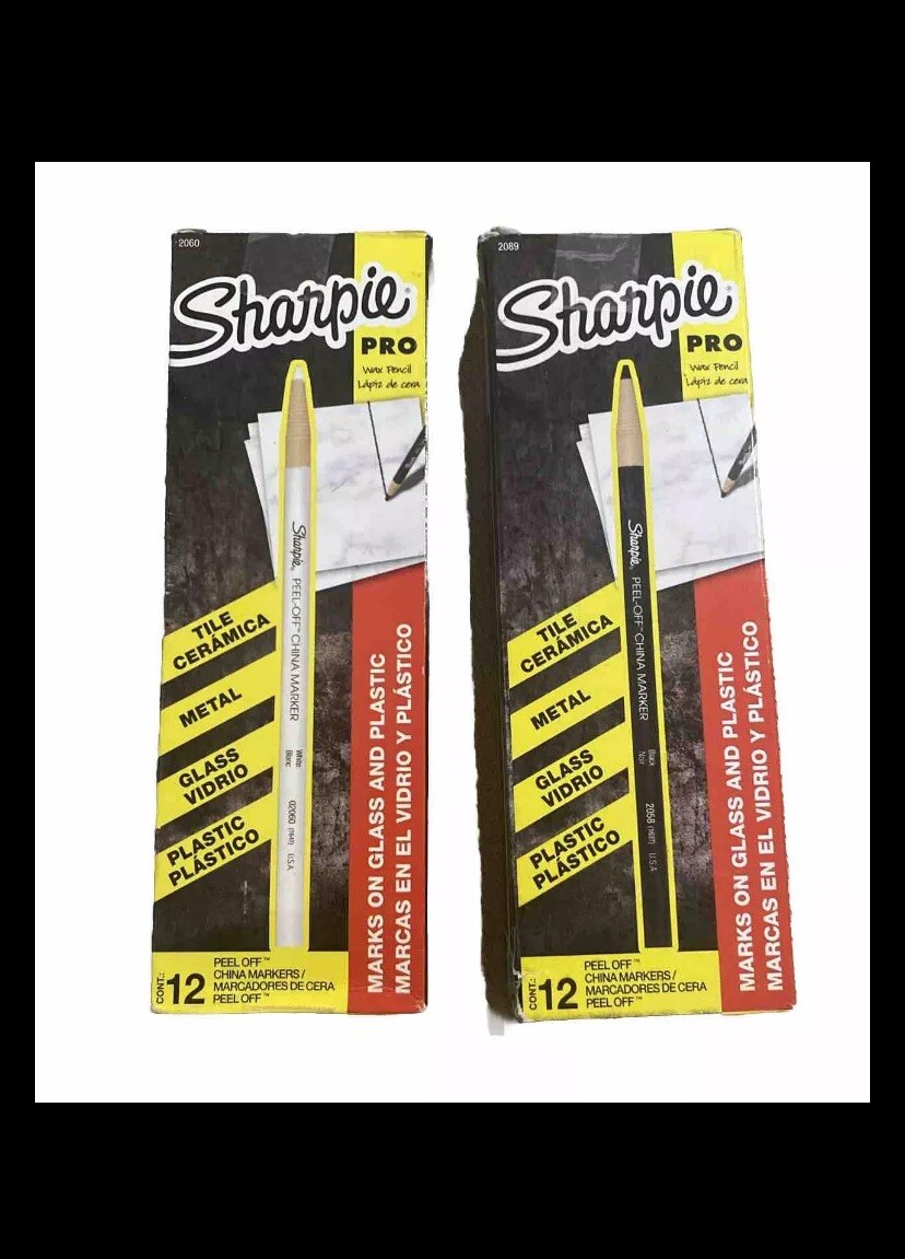 (QTY 2 BOXES = 24) Sharpie Peel-Off Markers, White And Black Writes on Glass