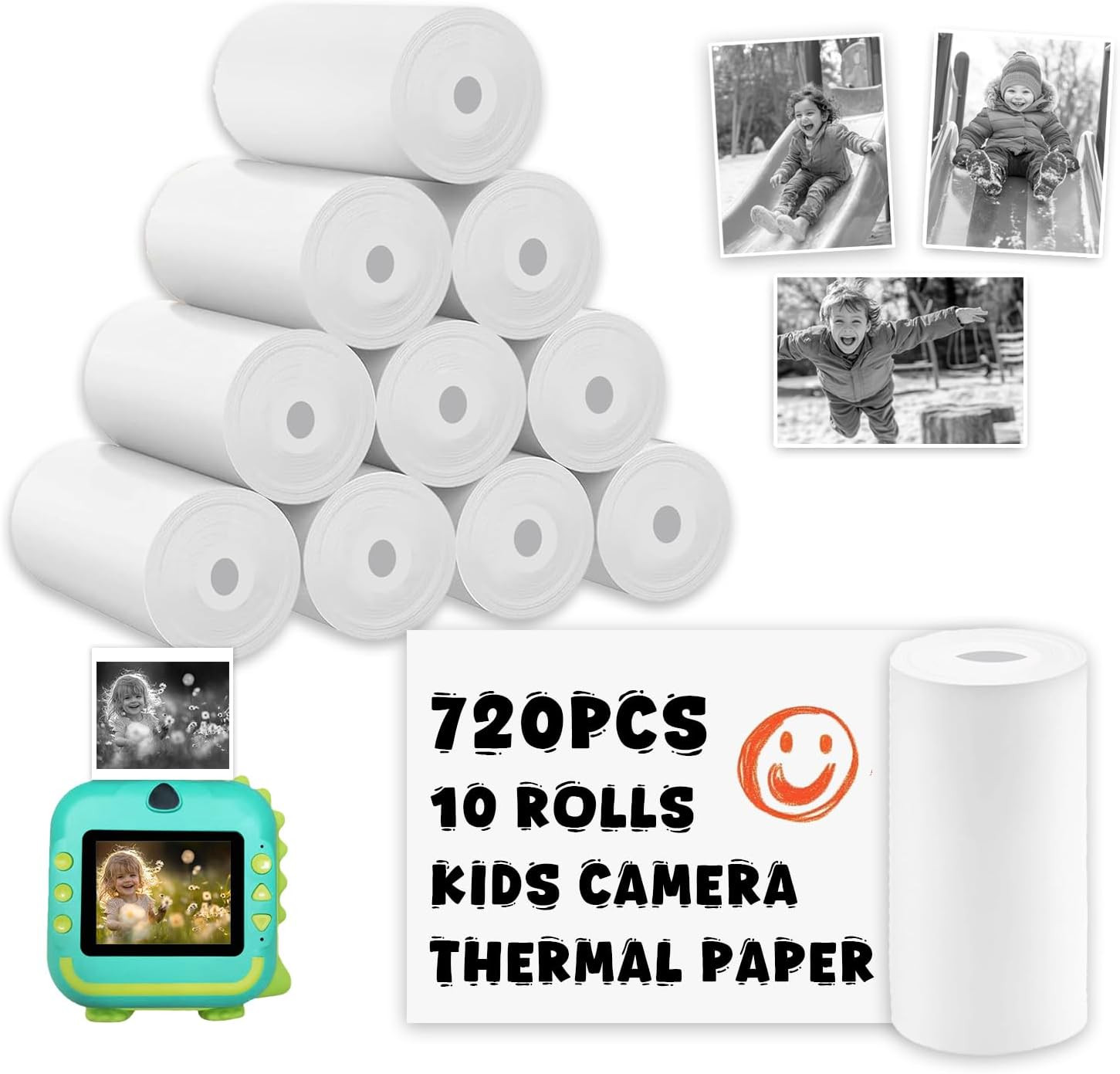 720Pcs Thermal Paper for Kids Camera Instant Print, 57X25Mm Instant Print Paper