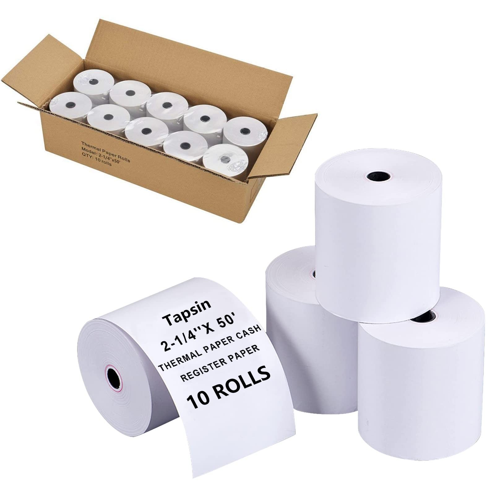 10 PCS 21/4″ x 50′ Thermal Receipt Paper Fits 58mm POS Printer Premium