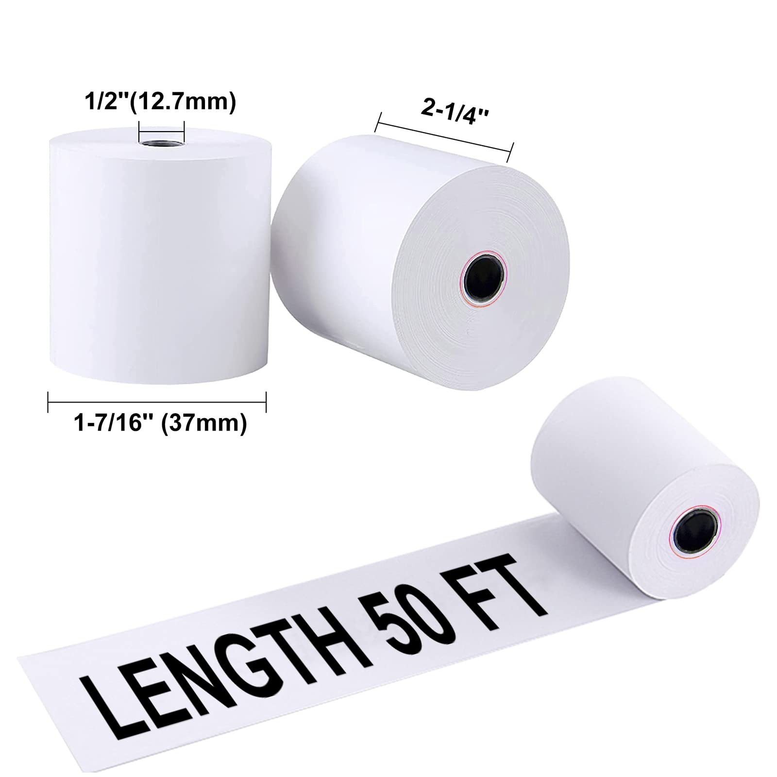 10 PCS 21/4″ x 50′ Thermal Receipt Paper Fits 58mm POS Printer Premium