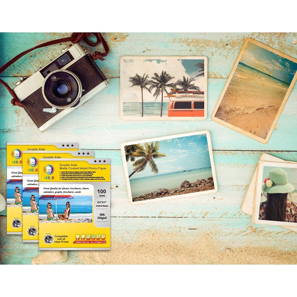 100 Sheets Double Side Glossy Inkjet Photo Paper 53LB 200gsm 8.5×11 Inch