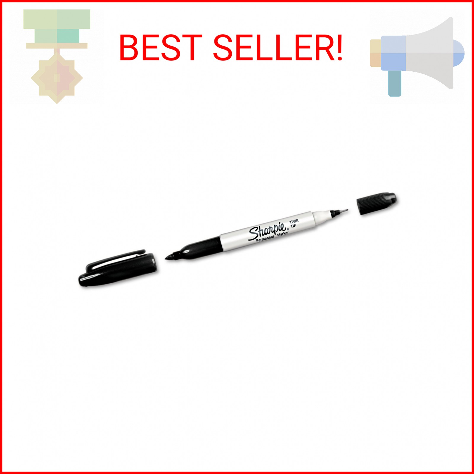 Sanford Brands Twin Tip Permanent Marker, Fine/Ultra Fine Point, Black (SAN32201
