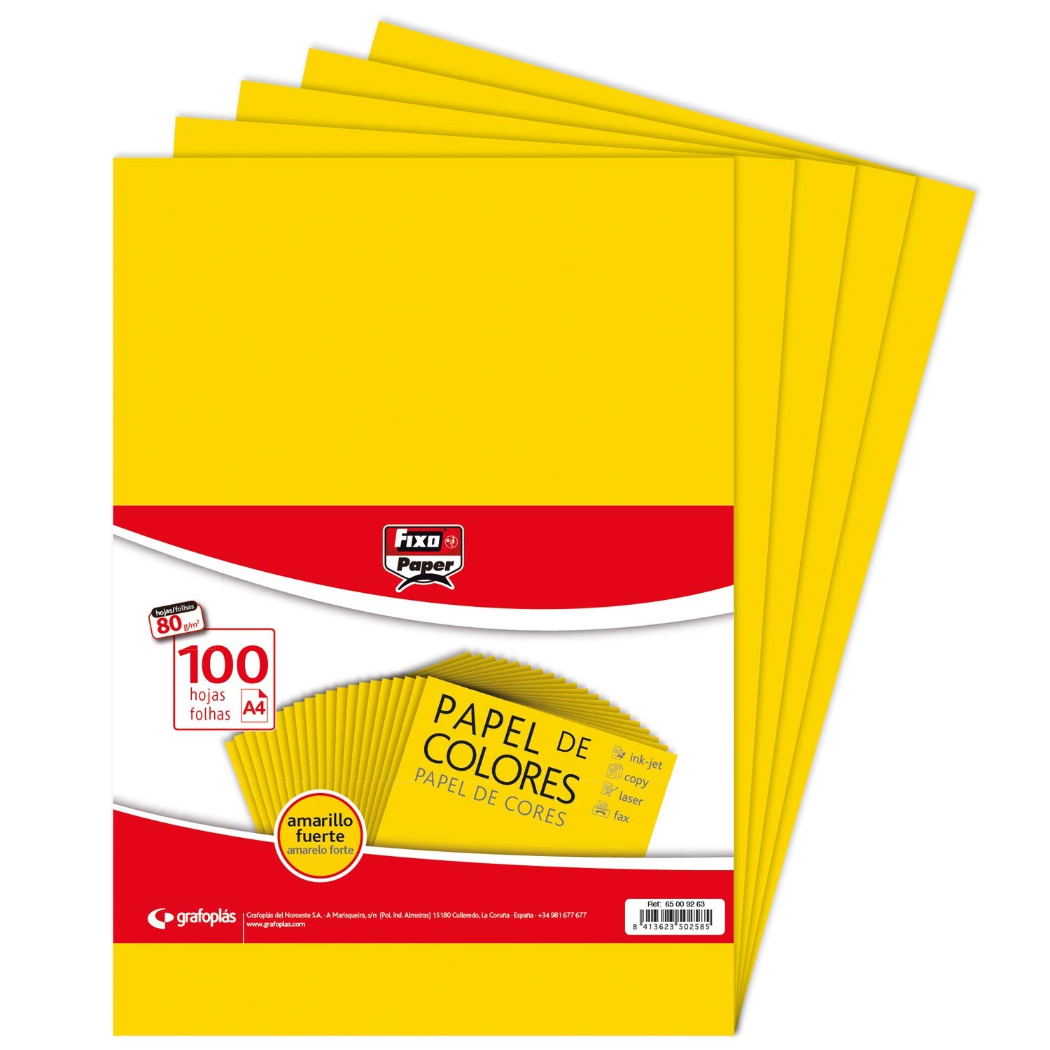 Paper 65009263 Pack of 100 Sheets, Intense Yellow, A4, 80g