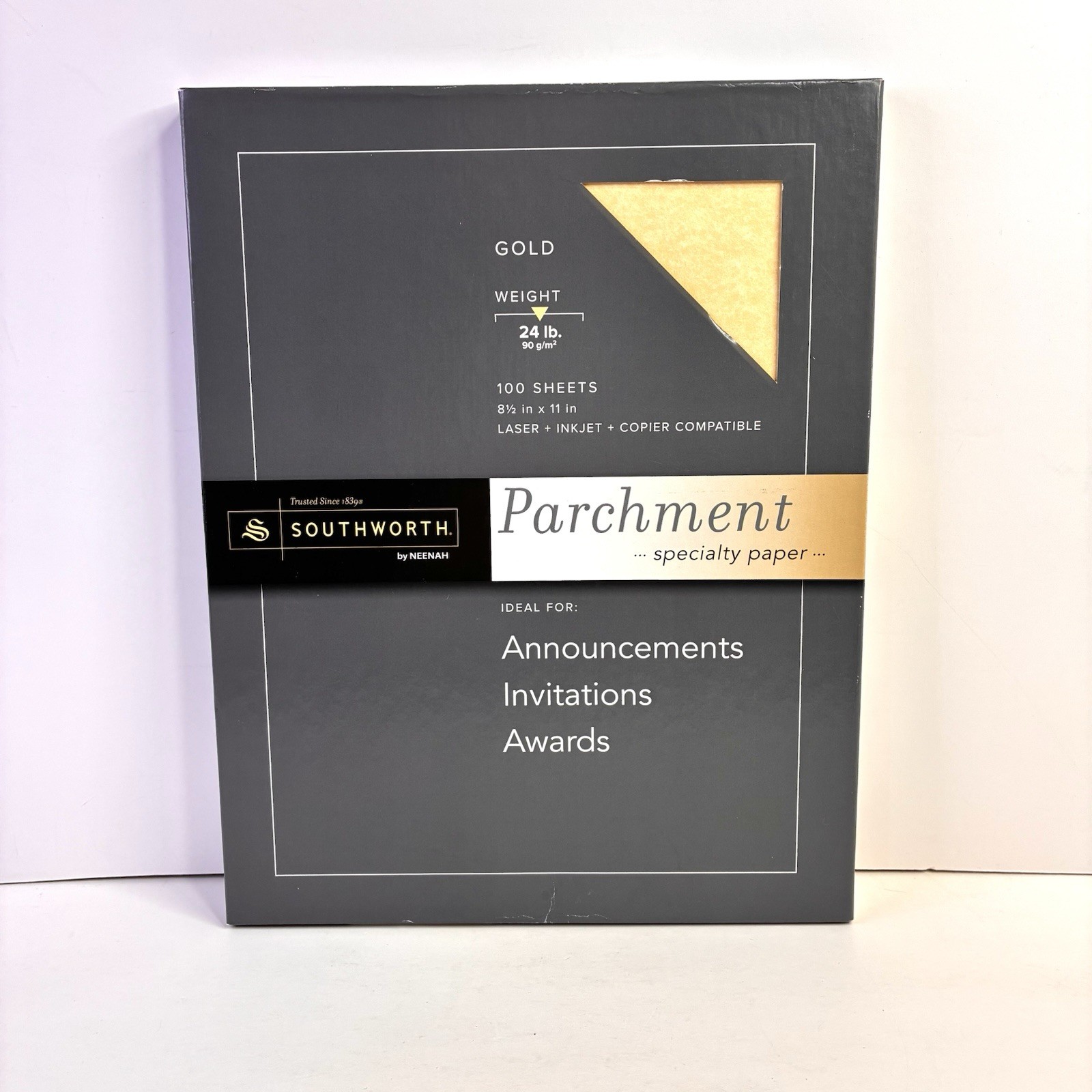 Southworth Parchment Specialty Paper, 24 lb Bond Weight, 8.5 x 11, Gold, 100Pk