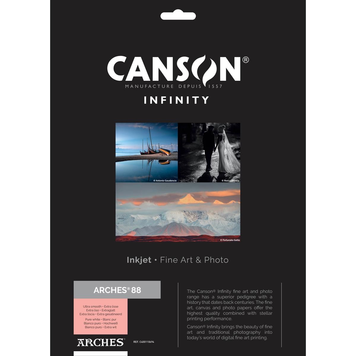 Canson Infinity ARCHES 88 Ultra Smooth Pure White Matte Inkjet Paper, 310gsm, 8.