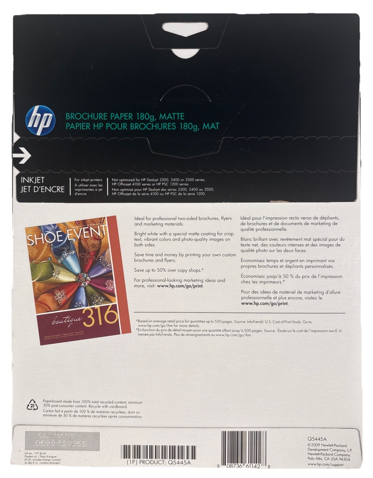 HP Inkjet Tri-Fold Brochure Paper Matte Finish 8.5″ x 11″ 100pcs New, Sealed