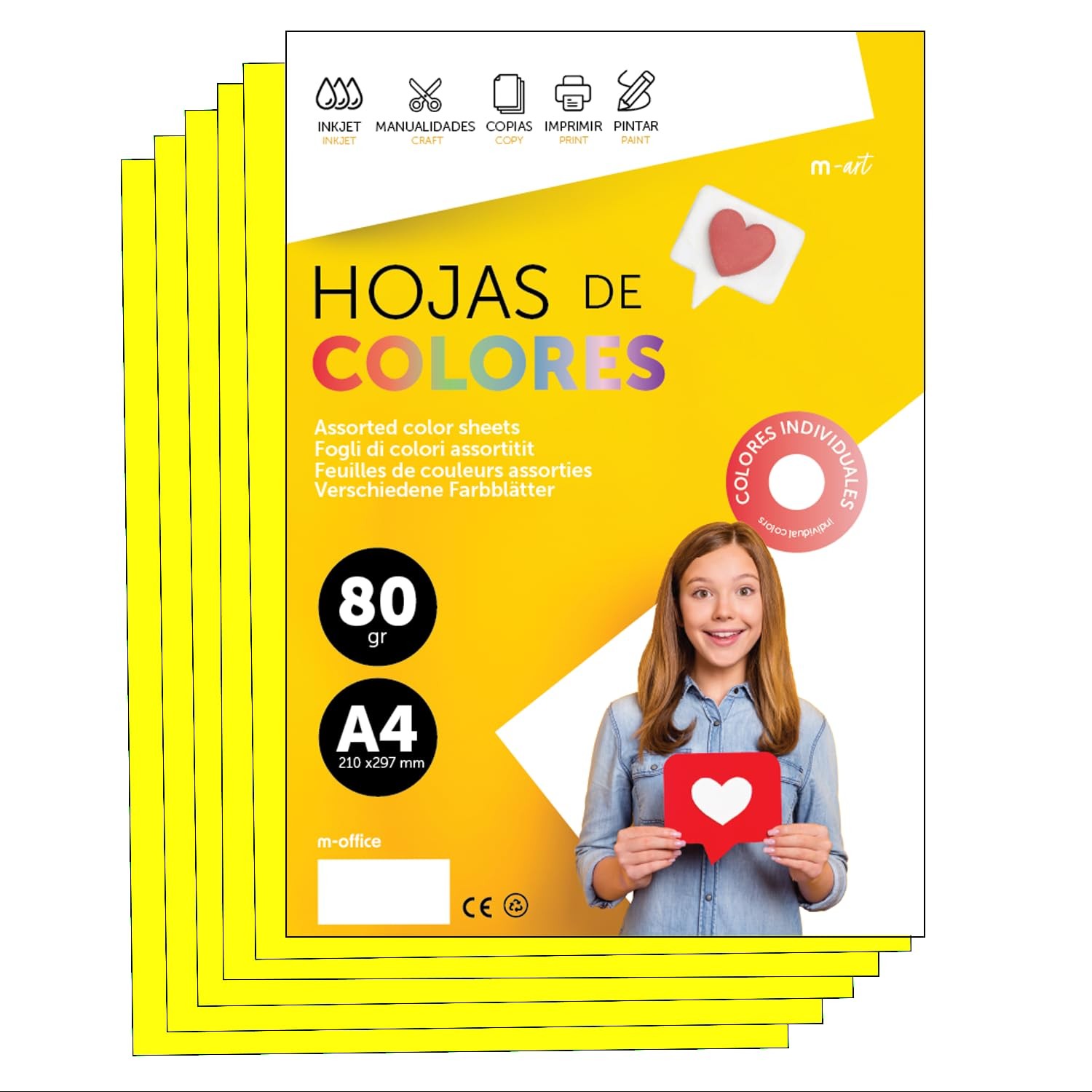Colourful Paper A4 80g for Printers & Crafts, Coloured Sheets for Kids, Creat…