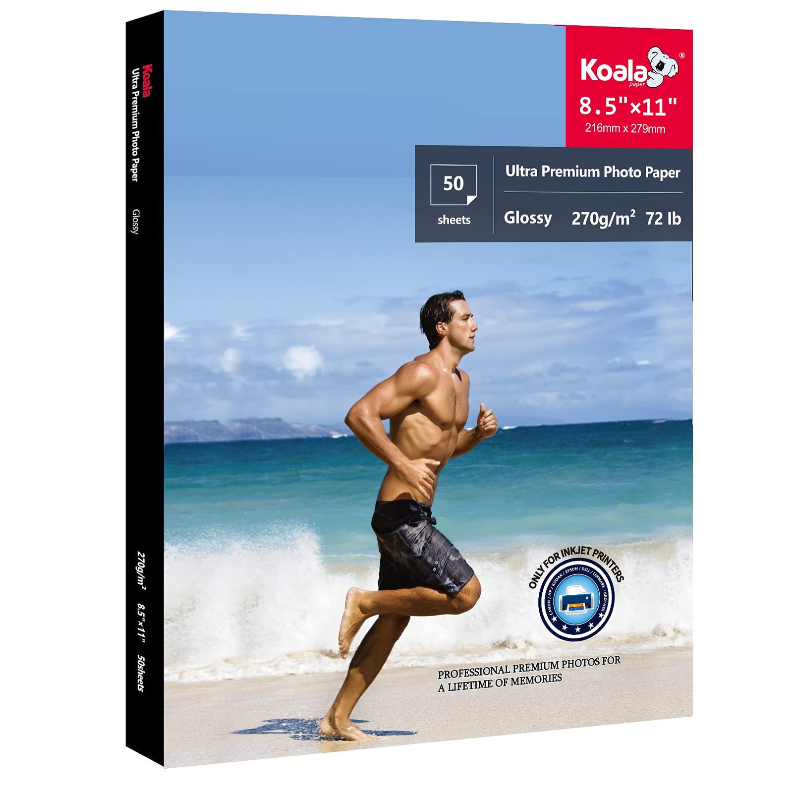 50 Sheets 8.5×11 inch 72 lb Glossy Inkjet Photo Paper Water Resistant