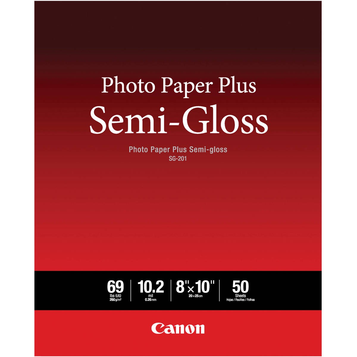 Canon Photo Paper Plus Semi-Gloss SG-201 Inkjet Paper, 8×10″, 50 Sheets