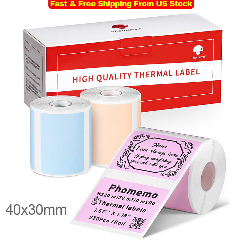 40x30mm 3 Rolls Self-Adhesive Thermal Label Sticker Paper for Phomemo M110/M100