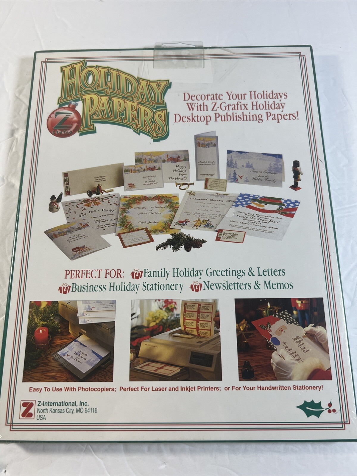 Vintage Z GRAFIX~100 Sheets 8.5″x11″ HOLIDAY PAPERS for LASER & INJET Peace