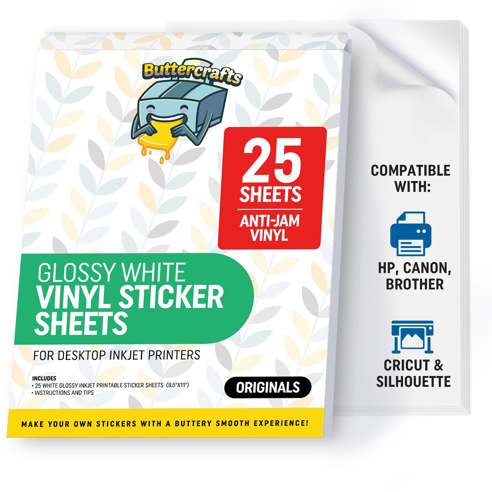 Glossy Printable Vinyl Sticker Waterproof 25 Sheets 8.5″x11″, Inkjet Printer …
