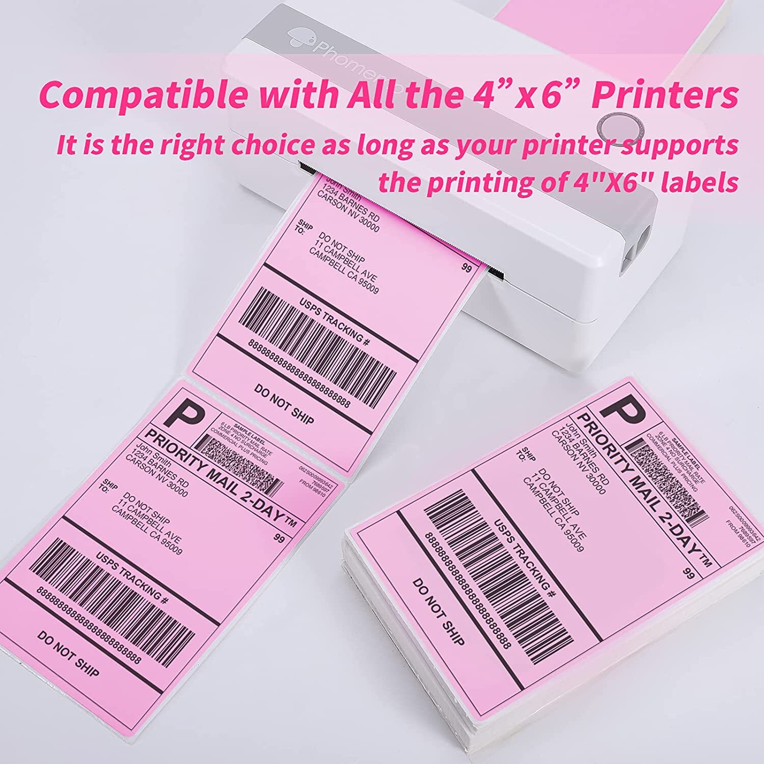 500/1000PCS 4″ x 6″ Fanfold Thermal Shipping Address Label Printer Paper Sticker
