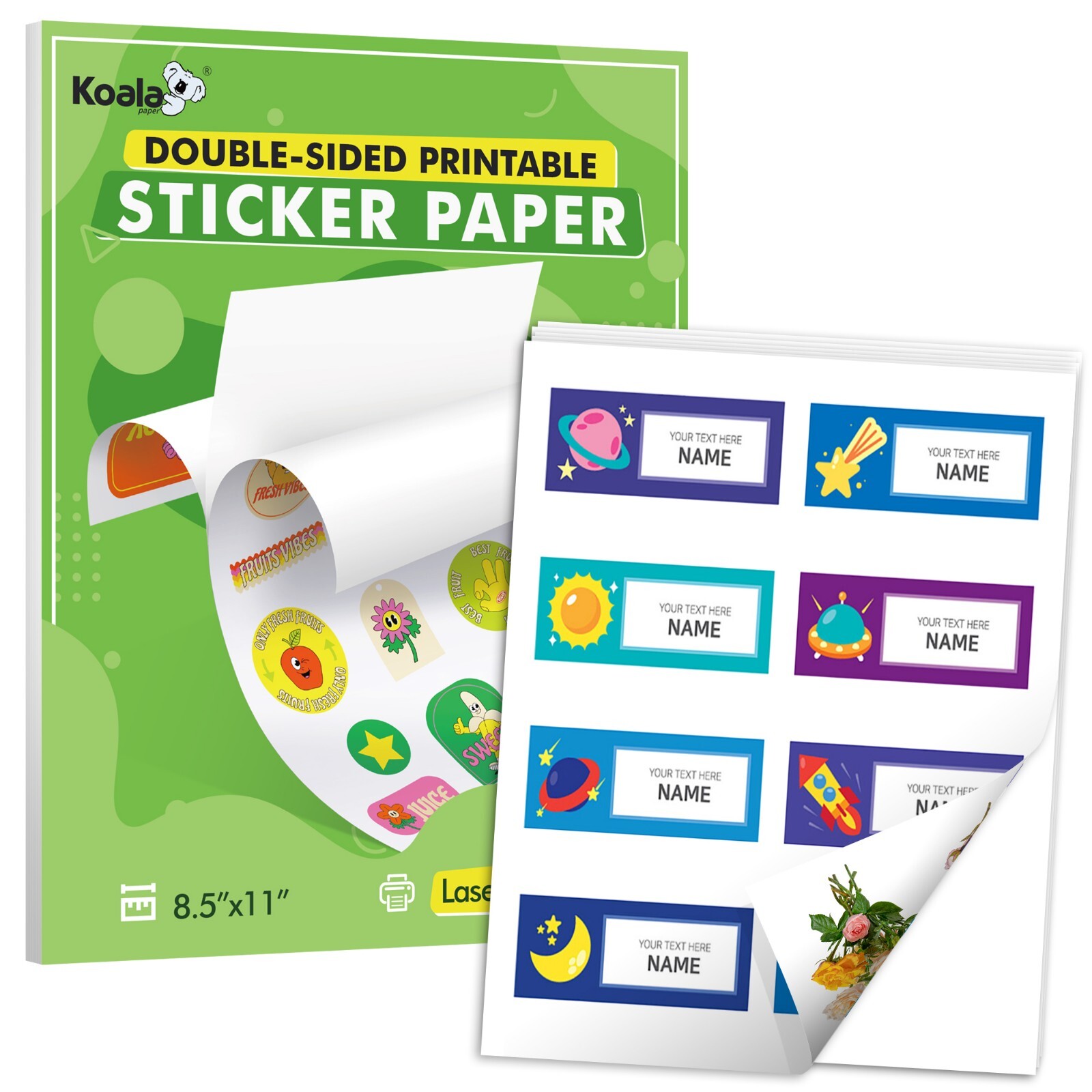 Koala Double-sided Printable Sticker Paper for Laser Printers 100-200 PK 8.5×11