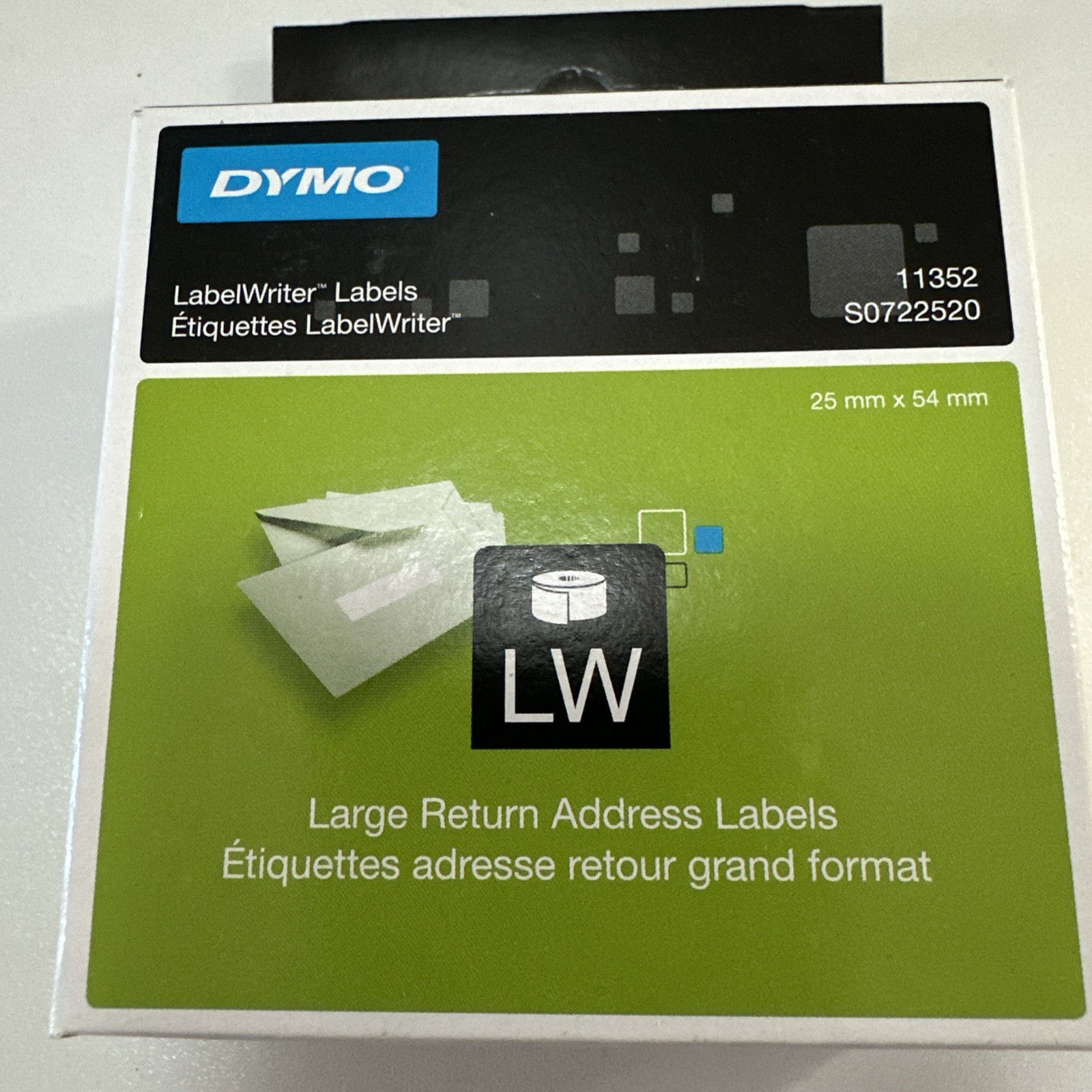 DYMO Large Return Address Labels 25mm x 54mm 1 x 500 Roll Labels New In Box