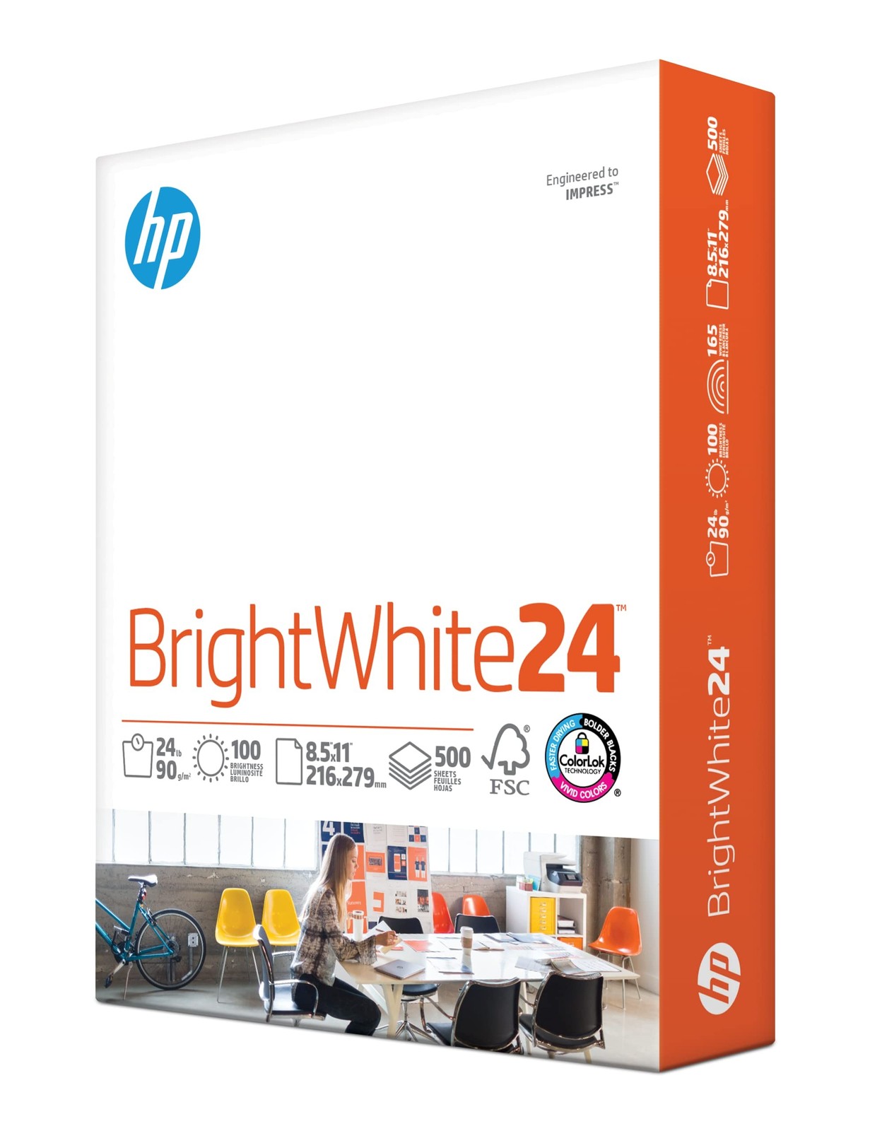 HP Papers | 8.5 x 11 Paper | BrightWhite 24 lb |1 Ream – 500 Sheets| 100 Brig…