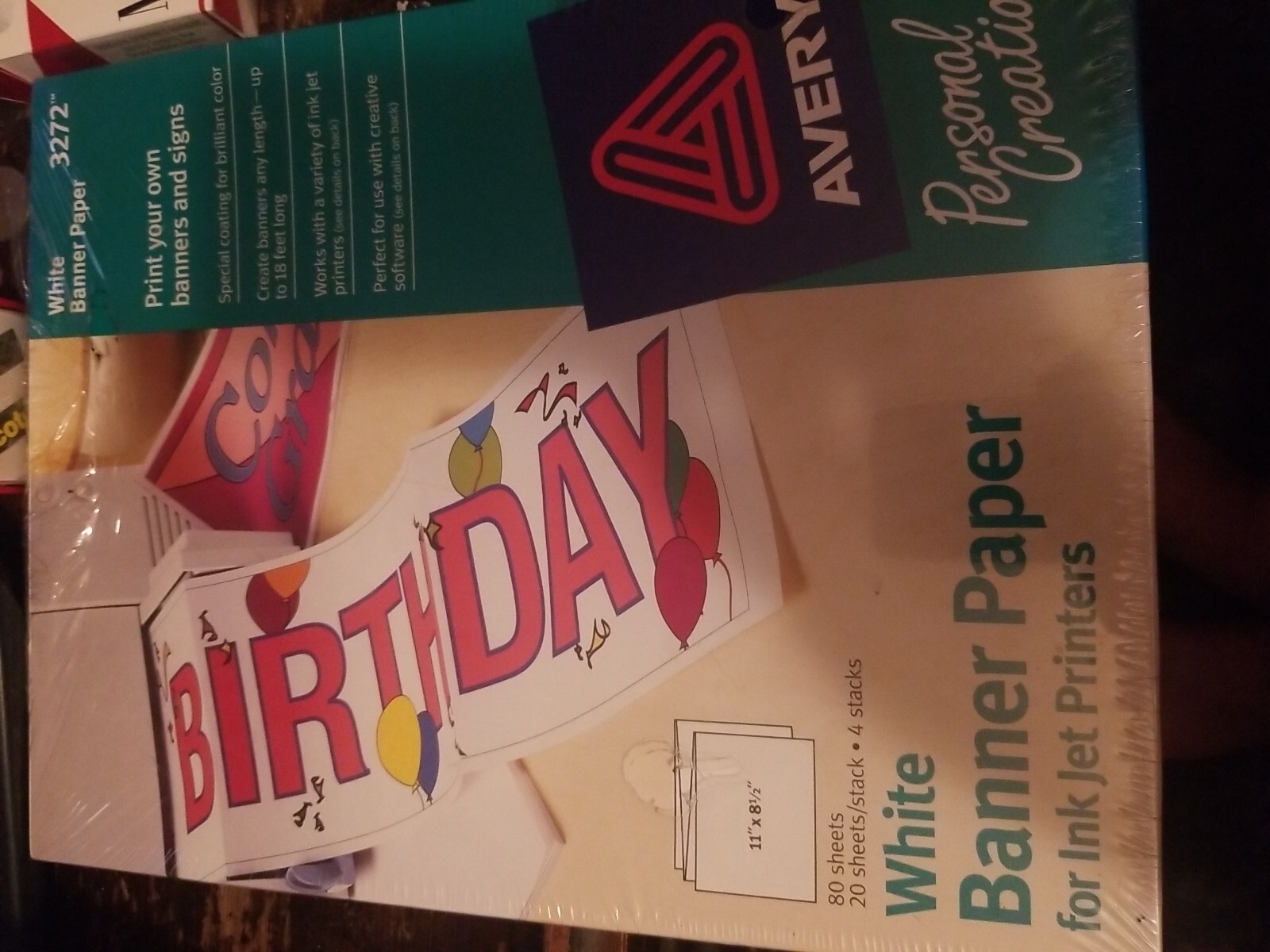 90s Sealed Avery 3272 White Banner Paper for Ink Jet Printers 11×8.5 80 sheets