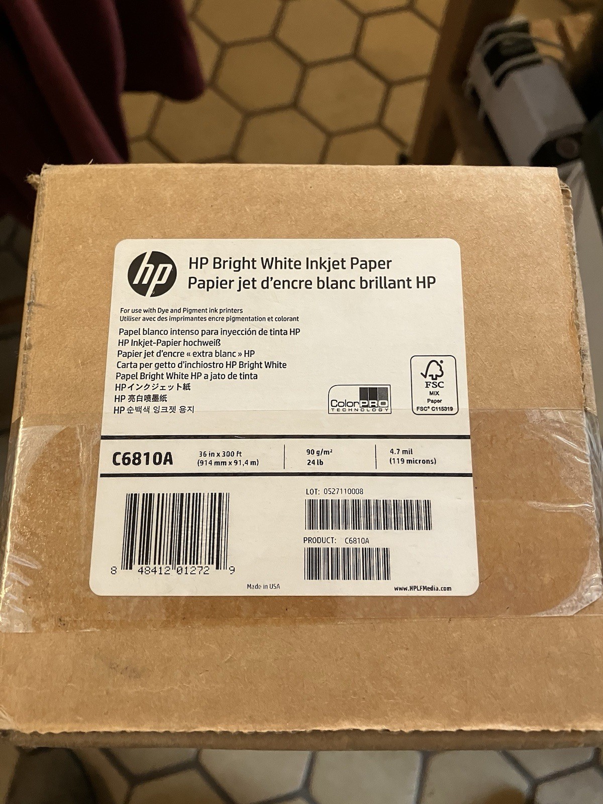 HP Bright White C6810A Inkjet Paper 36×300 Roll 4.7 mil