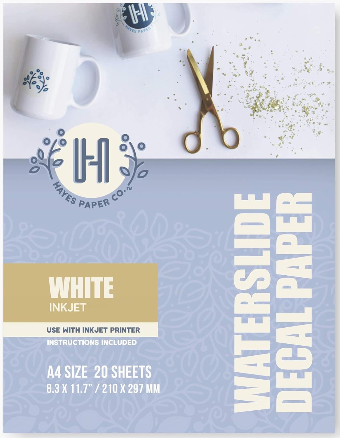Hayes Paper, Waterslide Decal Paper INKJET WHITE 20 Sheets Water Slide Trans…