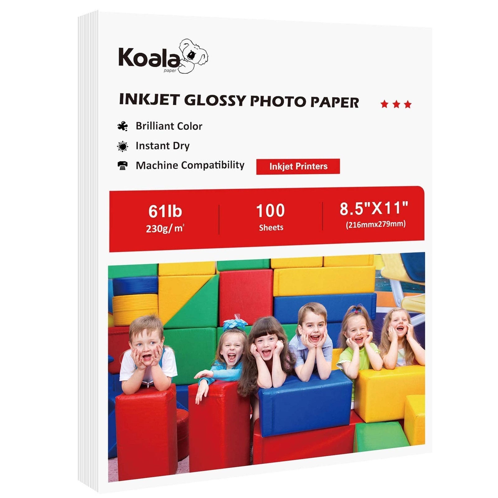 100 Sheets Koala 8.5×11 Inch Heavyweight High Glossy Photo Paper 61LB Inkjet