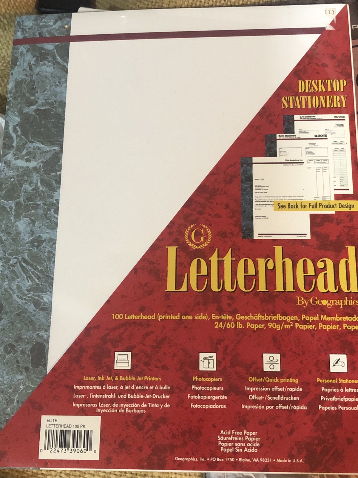 Acid Free Letterhead Desktop Stationary Printer Paper 100 CT. Sealed. A16