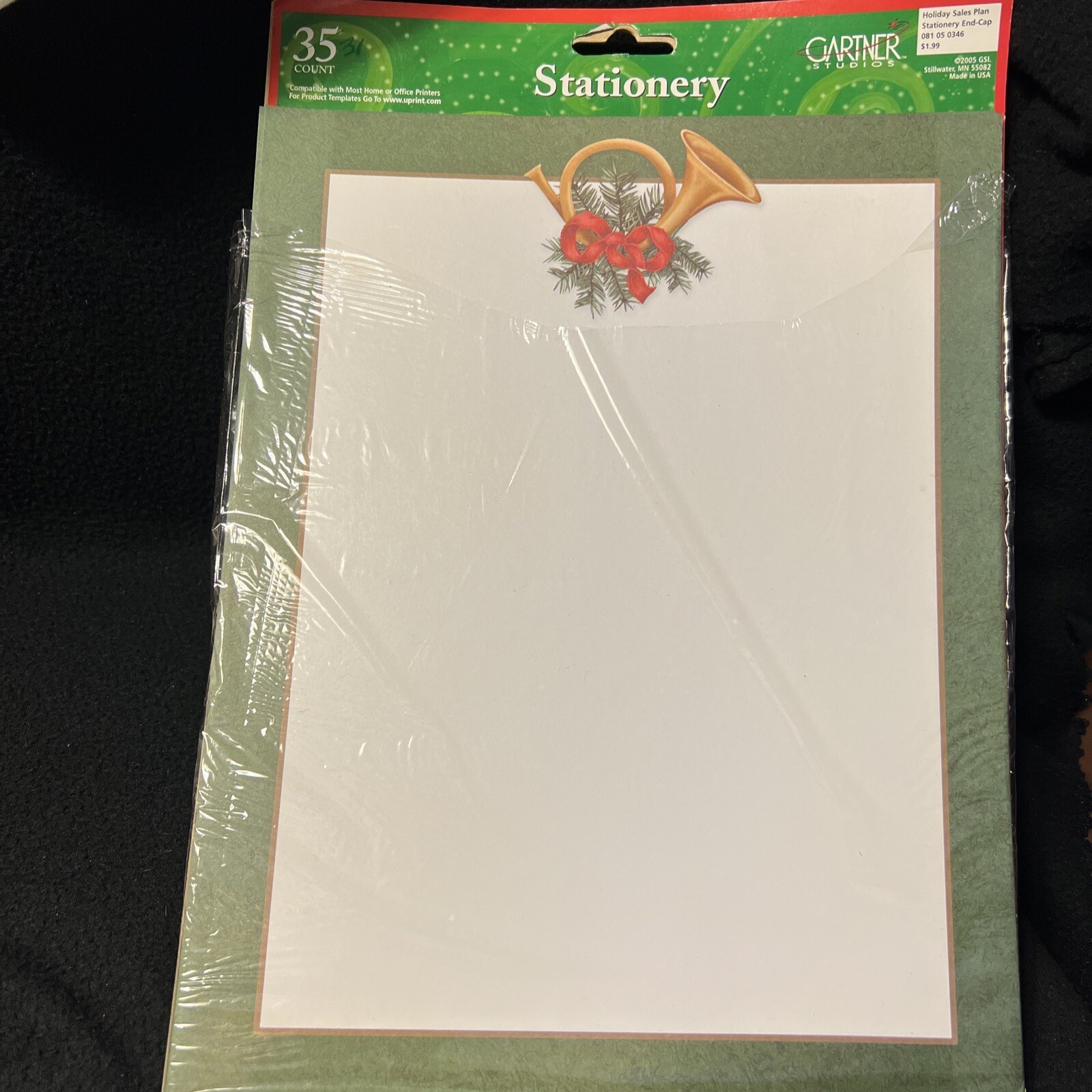 80+ Sheets Computer Paper Happy Holidays 3 Designs Laser & Ink Jet Horn Bulb