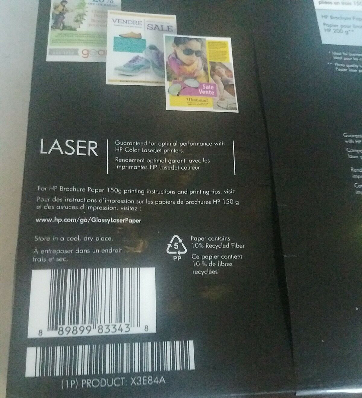 Hp Brochure Paper 8.5 11″ 216 X 279 300 Sheet Package-Excellent Paper