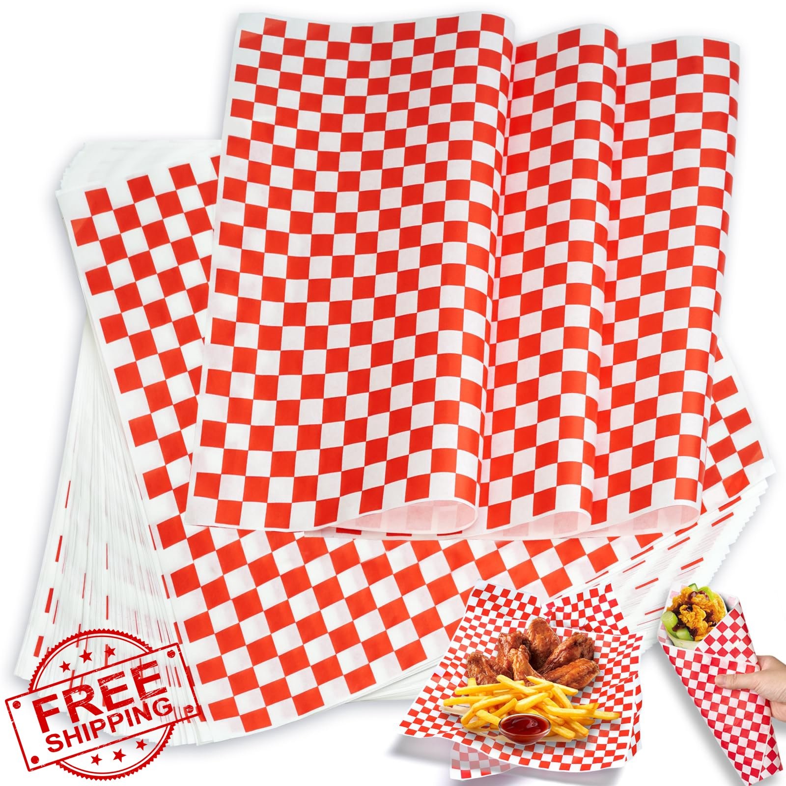 YEHOSHUN 100 Red and White Wax Paper 11×11″