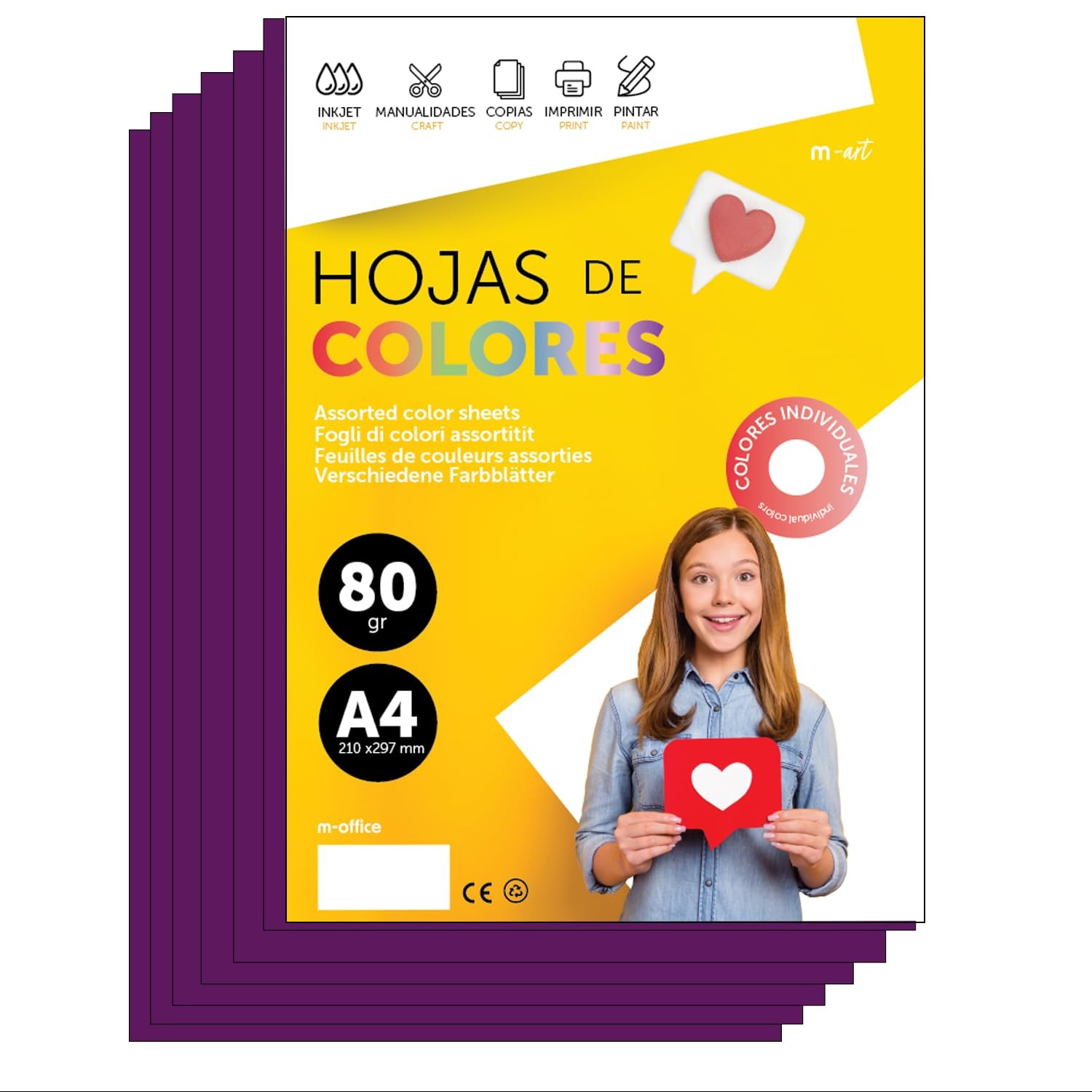 Colourful Paper A4 80g for Printers & Crafts, Coloured Sheets for Kids, Creat…