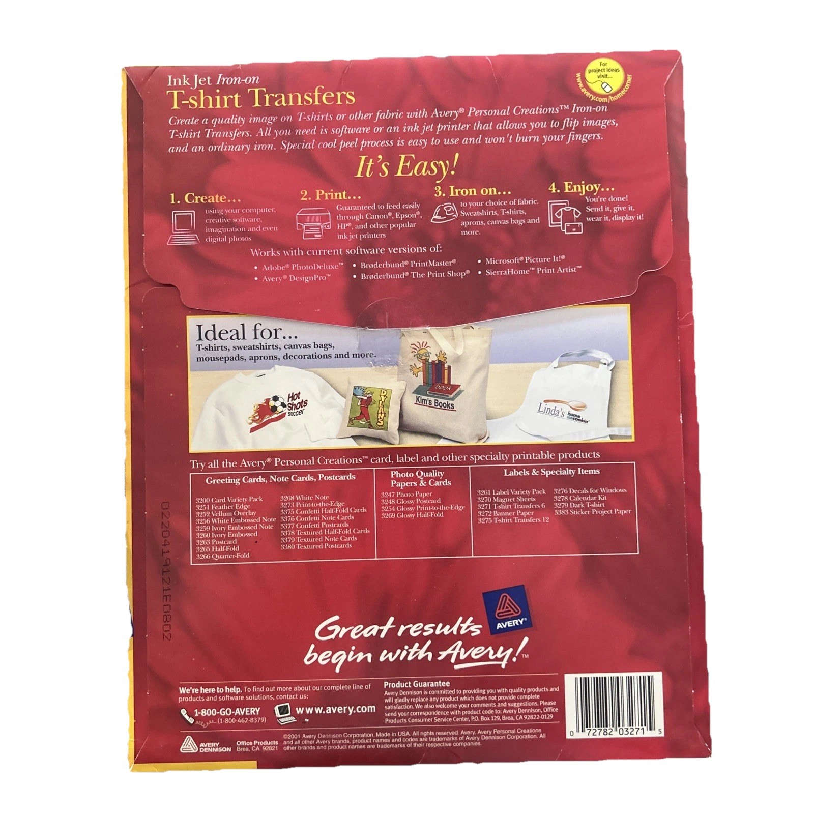 Avery Ink Jet T-shirt Transfers, 6 Sheets Iron-on 3271