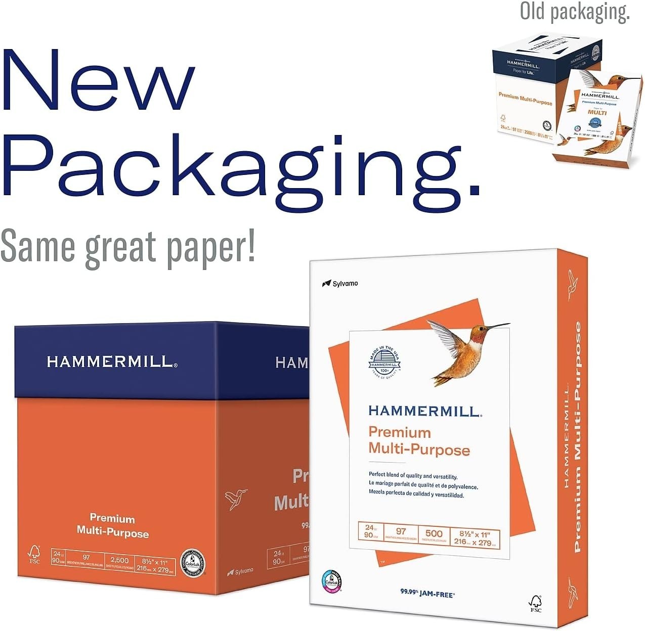Sustainable 20 lb Multi-Purpose Printer Paper, 2500 Sheets, ColorLok Technology