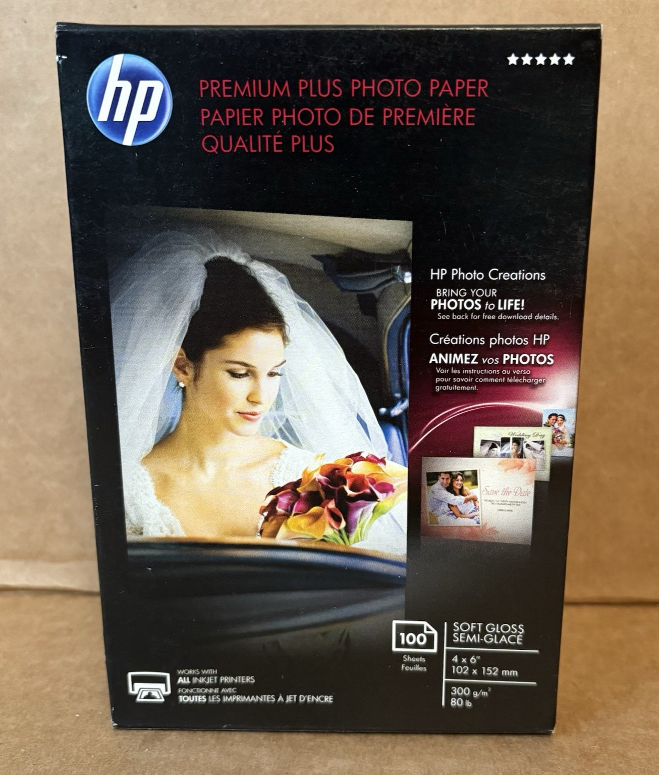 HP Premium Plus Soft Gloss Photo Paper Glossy photo paper 80lb 4×6 100pc Sealed
