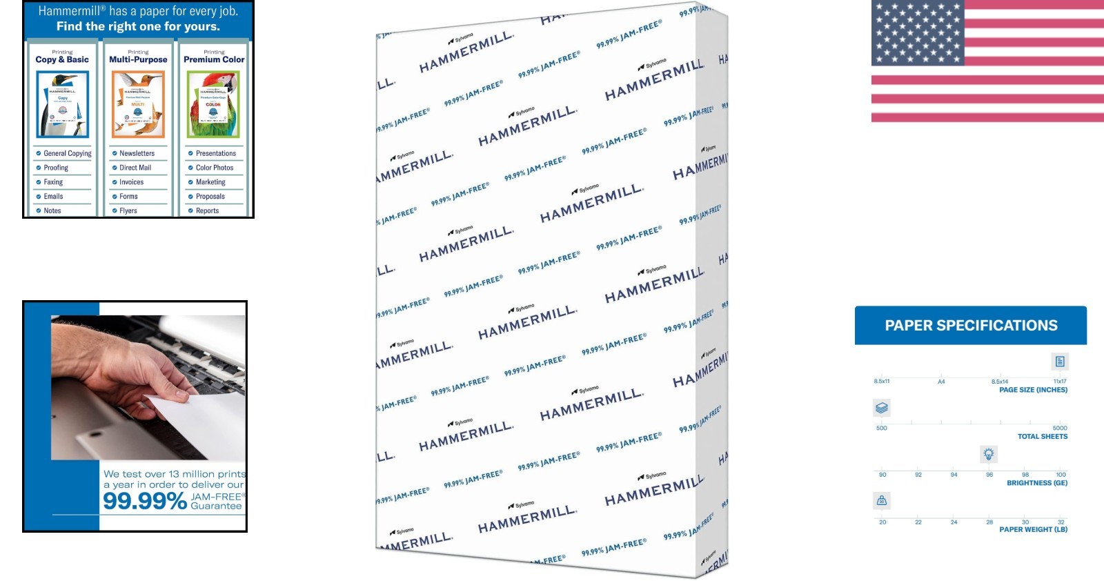 JAM-FREE 20 lb Printer Paper – 11 x 17 Ledger – 500 Sheets with ColorLok Tech