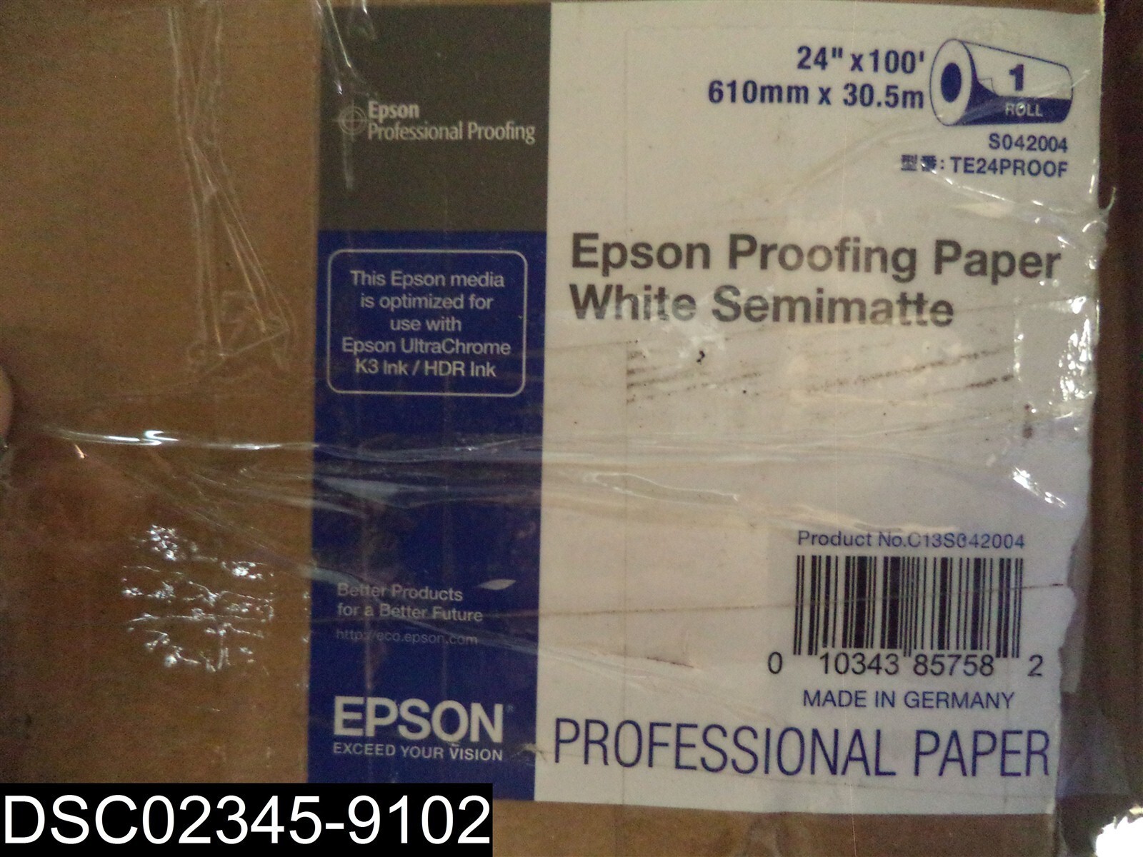 S042004: Epson Proofing Paper White Semimatte Roll 24″x100′ (61 cm x 30.5m)